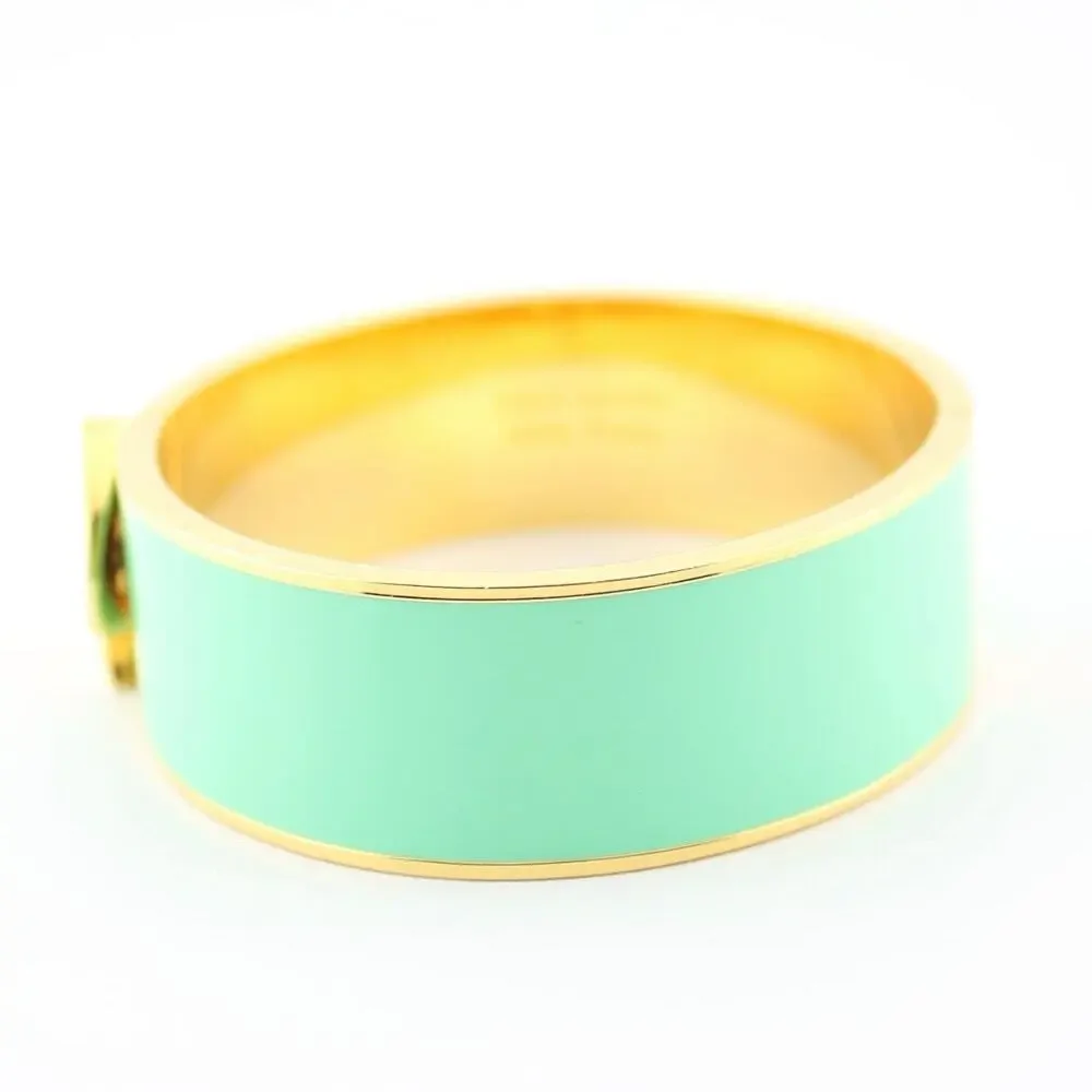 Kate Spade New York Heritage Spade Mint Enamel Gold Bangle Bracelet - Picture 5 of 9
